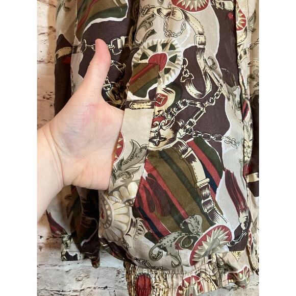 Vintage Coaco Silk Jacket Womens Large Equestrian Full Front Zip Bomber Puffy - Picture 2 of 13